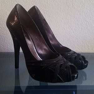 Charles by Charles David Black Snake Print Heels